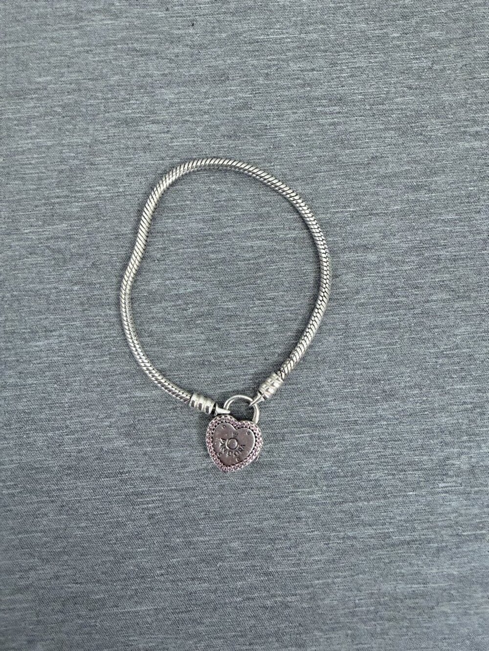 Pandora Pink Heart Clasp Bracelet Sterling Silver 7”